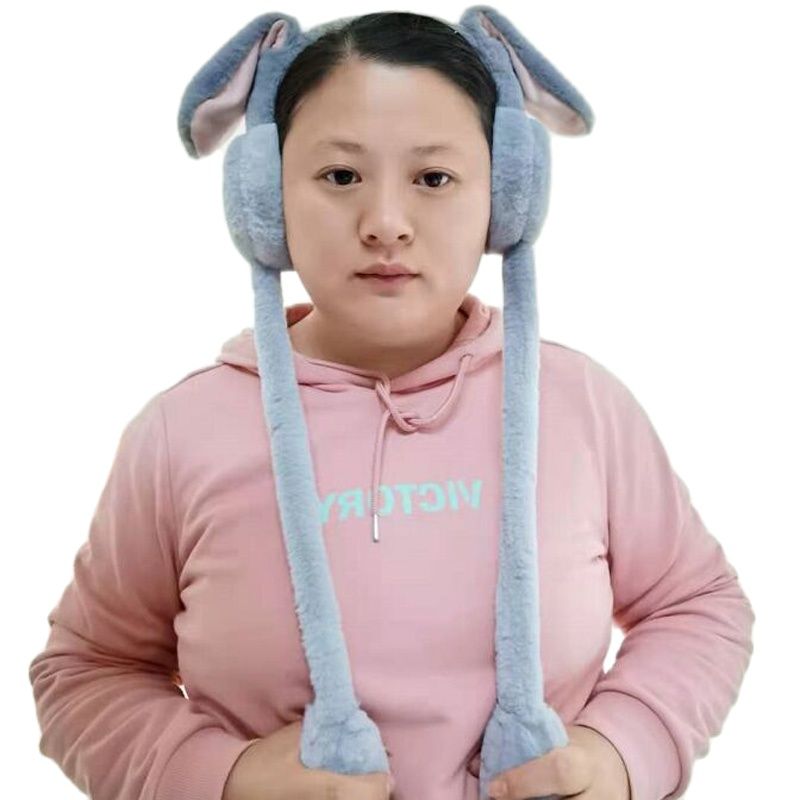 XEONGKVI-인터넷 연예인 토끼 귀 이동 사랑스러운 여성 귀마개, 겨울용 따뜻한 모조 토끼 머리 성인 소녀 패션 귀마개